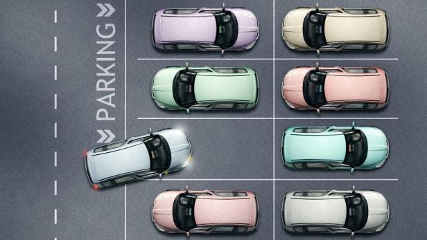 Parkplatz mit begrenzender Markierung