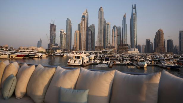 FILE PHOTO: Dubai skyline is seen from a yacht, in Dubai