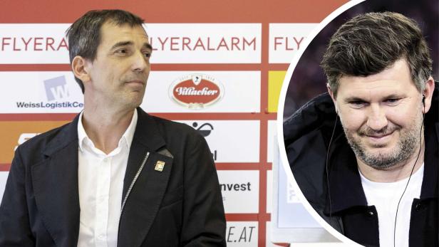 Admira-Präsident Tschida (l.) und Hoffenheims Sportchef Schicker