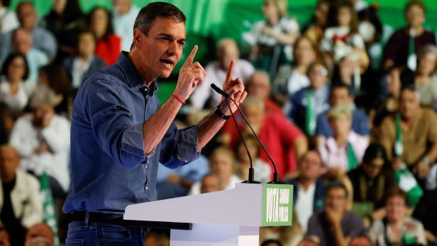 PSOE-A candidate, Maria Jesus Montero, attends a campaign rally with Spain's PM Sanchez, ahead of the Andalusian regional elections, in Seville