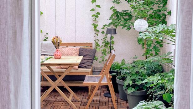 Ein hübscher Innenhof, der zum "Garten" umgestaltet wurde. 