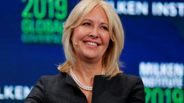 FILE PHOTO: Lara Warner, Group Chief Risk Officer of Credit Suisse, speaks during the Milken Institute's 22nd annual Global Conference in Beverly Hills
