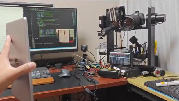 das Setup der Laser-Kanone