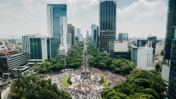 Crowd Marching in Mexico City. On the gay pride parade