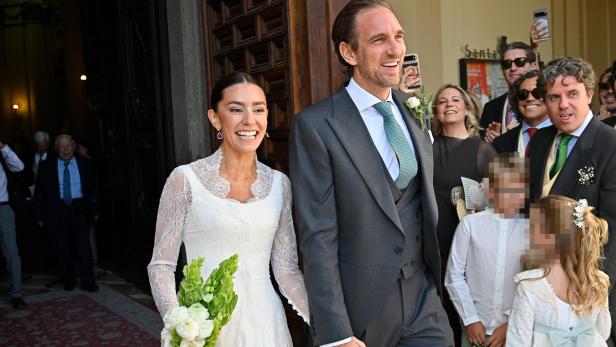 Amanda Lange und Friedrich Graf von Schönburg am Tag ihrer Hochzeit