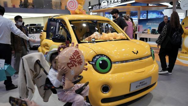 Wuling Hongguang MiniEV at the Auto China show in Beijing