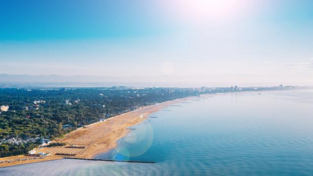 Lignano Riviera coastline in the Adriatic Sea