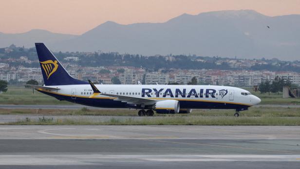 FILE PHOTO: Ryanair plane at Makedonia airport in Thessaloniki, ahead of Ryanair news conference on its operations in Greece