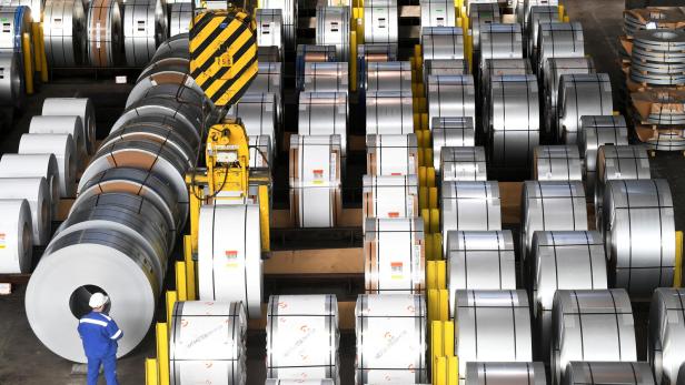 FILE PHOTO: Steel rolls are pictured at the plant of German steel company Salzgitter AG in Salzgitter