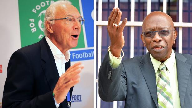 Franz Beckenbauer und der frühere FIFA-Vizepräsident Jack Warner.