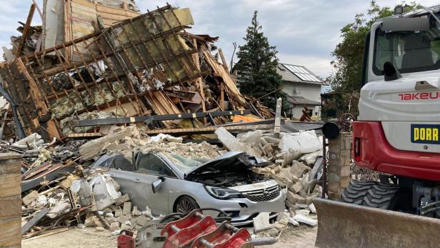 Das zerstörte Wohnhaus nach der Explosion
