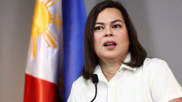 FILE PHOTO: Philippine Vice President Sara Duterte delivers a statement following her impeachment by the lower house of the Congress
