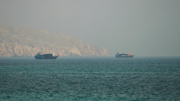 Vessels at the Strait of Hormuz, as seen from Musandam