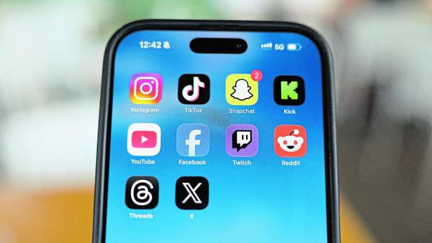 FILE PHOTO: Social media apps are displayed on a mobile phone
