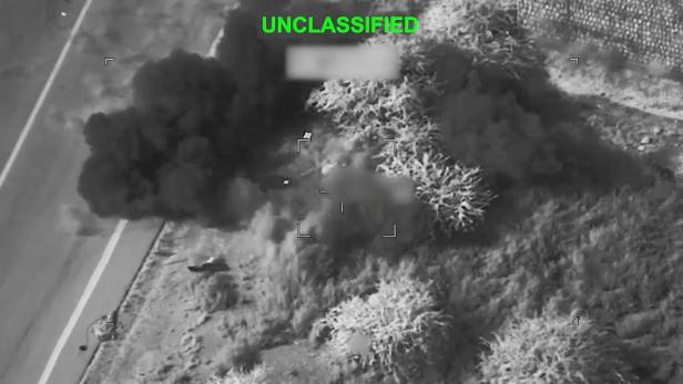 Explosions at an unknown location, during what U.S. Central Command says are strikes on Iran
