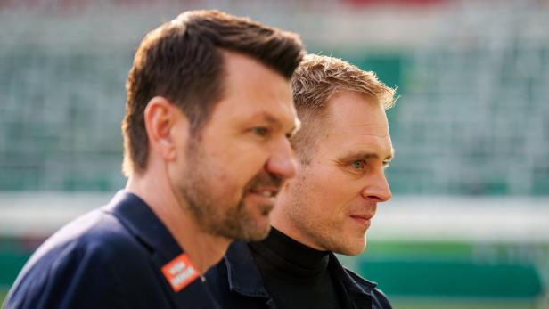 Rapid-Sportchef Katzer (l.) und Trainer Hoff Thorup