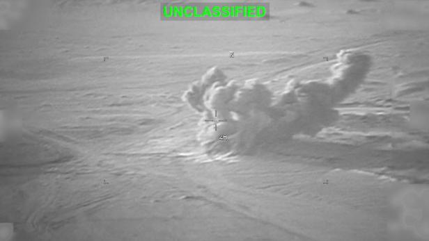 Explosions at an unknown location, during what U.S. Central Command says are strikes on Iran