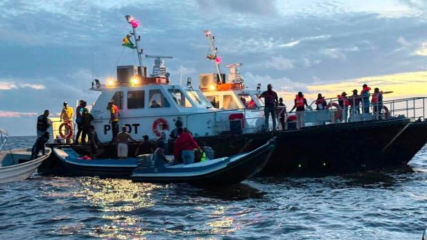 Rescue efforts progress after MV Barima, a ferry carrying people, capsized off the coast of Guyana