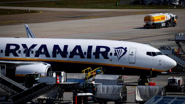 FILE PHOTO: A Shell tanker truck drives after refueling a Ryanair aircraft at Eindhoven Airport