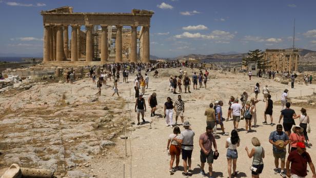 Tourists visit Acropolis in Athens