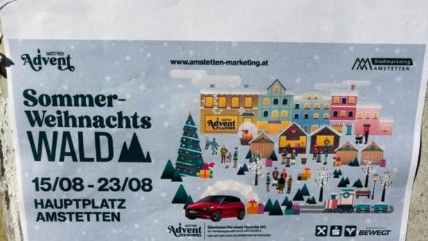 Plakat vom falschen Sommer-Weihnachtswald