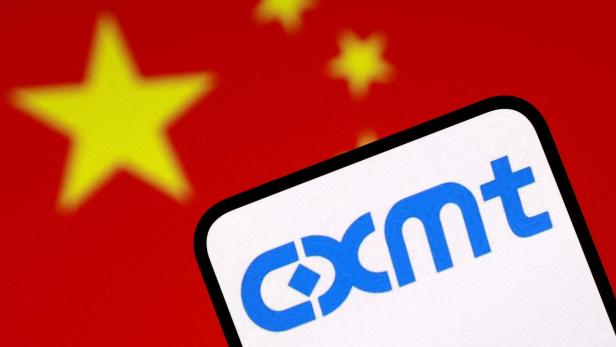 FILE PHOTO: Illustration shows CXMT logo and Chinese flag