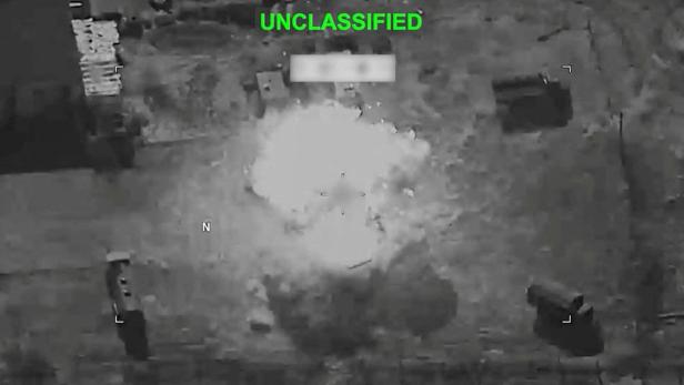 Smoke rises following explosion at an unknown location, during what U.S. Central Command (CENTCOM) says are strikes on Iran