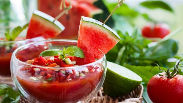 Gazpacho, Paradeiser, Tomate, Melone, Sommer, Rezept, Grillen