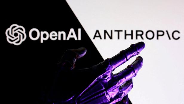 FILE PHOTO: Illustration shows OpenAI and Anthropic logos