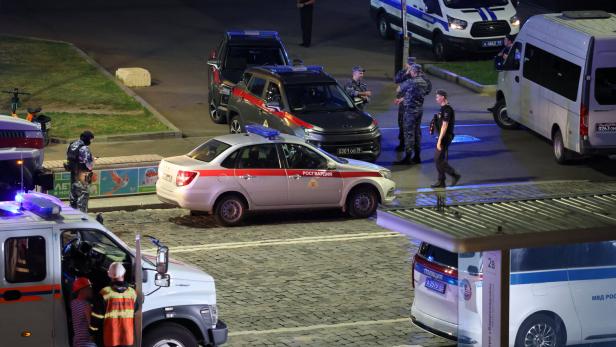 The site of an explosion at a restaurant in Moscow