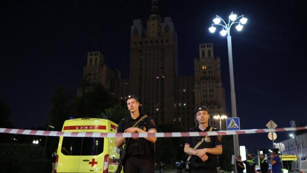 The site of an explosion at a restaurant in Moscow