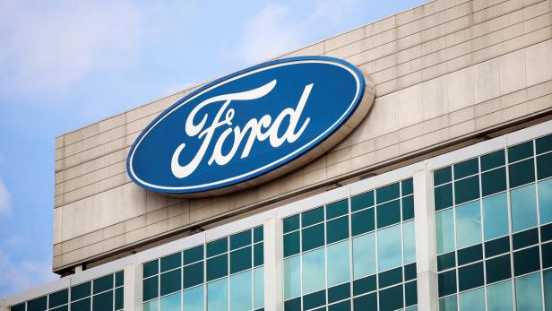 FILE PHOTO: A Ford logo is seen on the Ford Motor World headquarters in Dearborn, Michigan