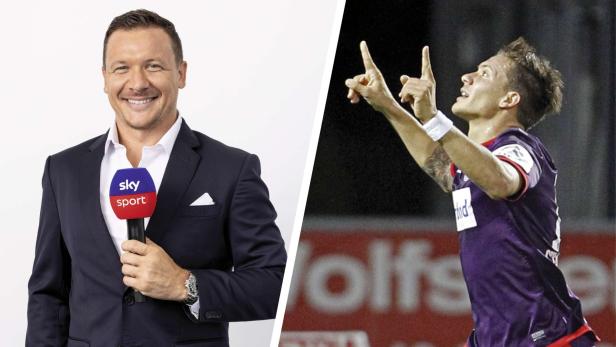 Eine Bildmontage zeigt Marko Stankovic als TV-Moderator (2026) und als Fußballer (2013).