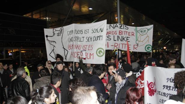 Die Kundgebung im Februar 2014 verlief lautstark, aber friedlich.