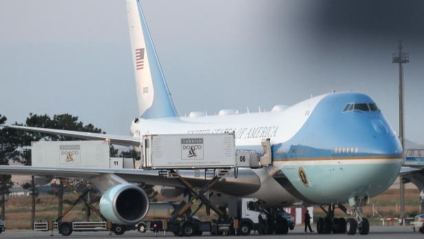 TUR-PRESIDENT-TRUMP-RETURNS-FROM-NATO-SUMMIT-IN-TURKEY