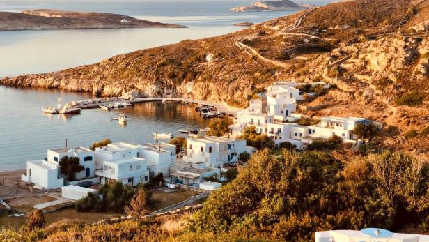Weiße Häuser auf der griechischen Insel Kimolos