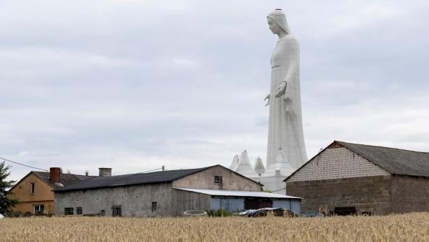 Europe's largest statue of the Virgin Mary ahead of its official opening to the public in the village of Konotopie near Torun