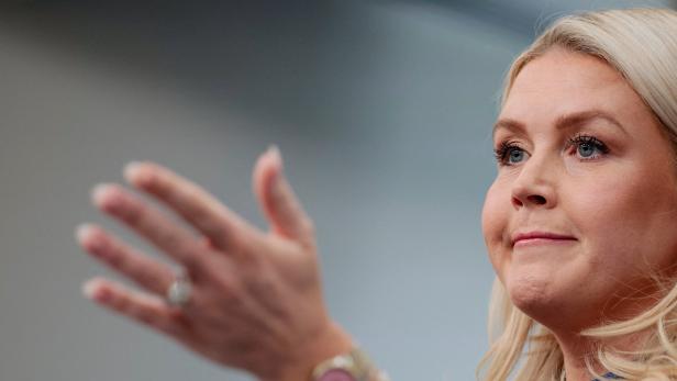 U.S. White House Press Secretary Karoline Leavitt speaks during a press briefing in the James S. Brady Press Briefing Room at the White House in Washington