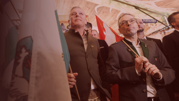 FPÖ Landesparteiobmann Mario Kunasek (links) und FPÖ Chef Herbert Kickl anlässlich des Wahlkampfauftakts der FPÖ für die Landtagswahl am Sonntag, 06. Oktober 2024, in Hartberg.