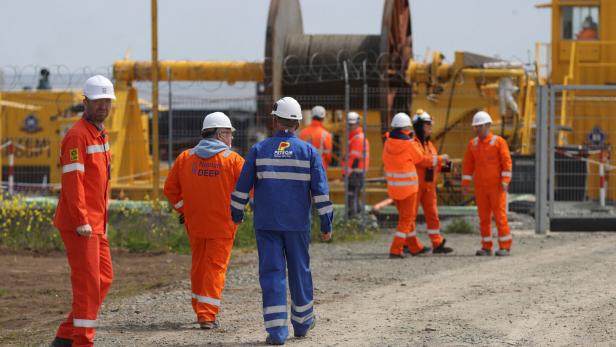 Tour of the construction site of the pipeline which will bring gas from major offshore project Neptun Deep on land in Tuzla