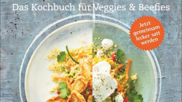 Das Cover des Kochbuchs „Möhre liebt Schnitzel“ zeigt ein Gericht für Vegetarier und Fleischesser.