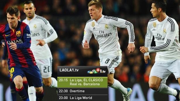 Fußballspieler von Real Madrid und Barcelona während eines „El Clásico“-Spiels.