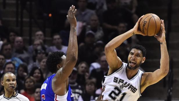 Tim Duncan von den San Antonio Spurs beim Basketballspiel.