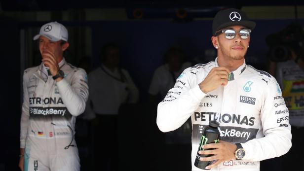 Weltmeister Lewis Hamilton (re.), Vize-Weltmeister Nico Rosberg