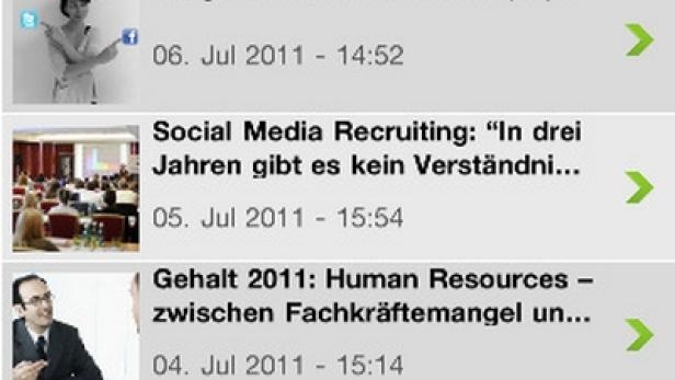 Ein Screenshot der karriere.at-Webseite auf einem iPhone.