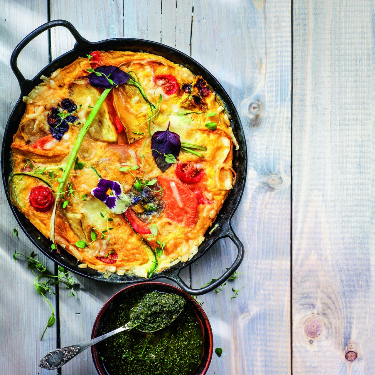 Rezept: Tortilla mit Gemüse und Blüten