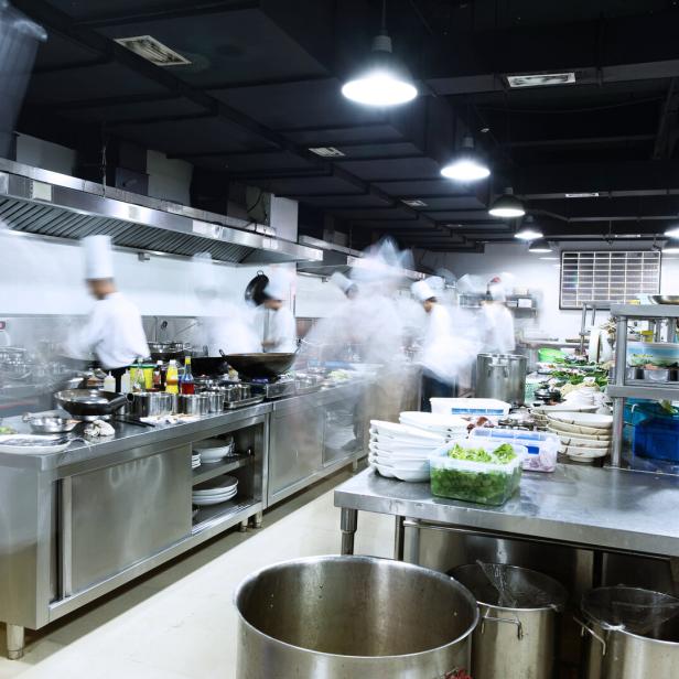 modern kitchen and busy chefs