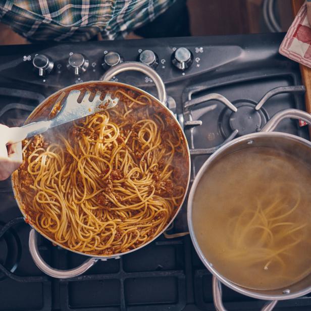 Preparing Homemade Spaghetti Bolognese