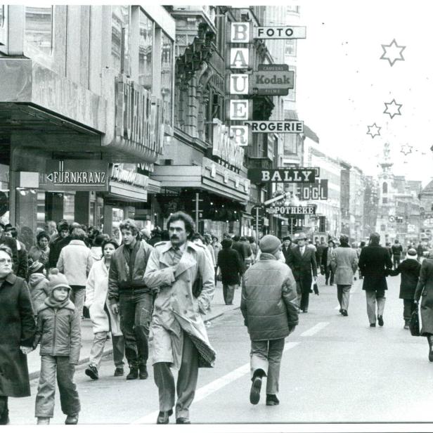 Eine Aufnahme der Mariahilfer Straße aus dem Jahr 1981. 