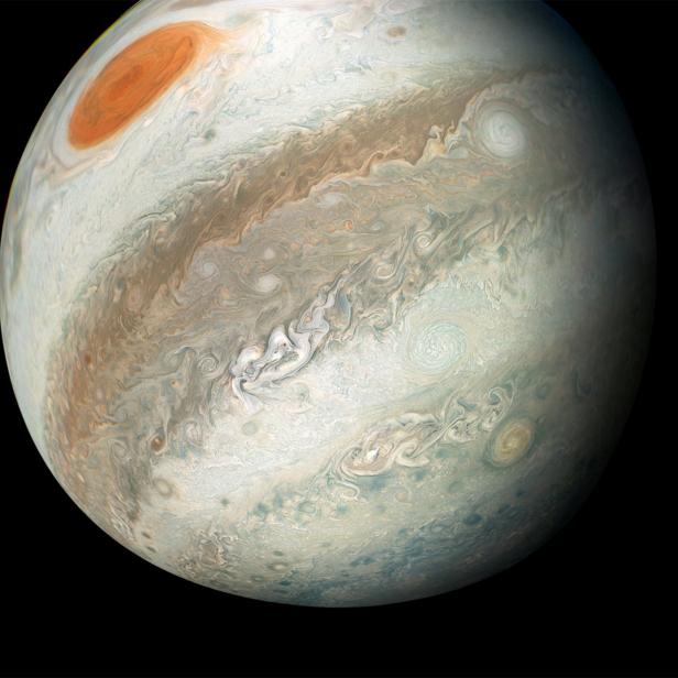 NASA's Juno spacecraft color-enhanced image of Jupiter